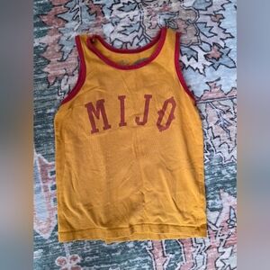 MIJO Kids' Mustard Yellow Tank Top with Red Trim